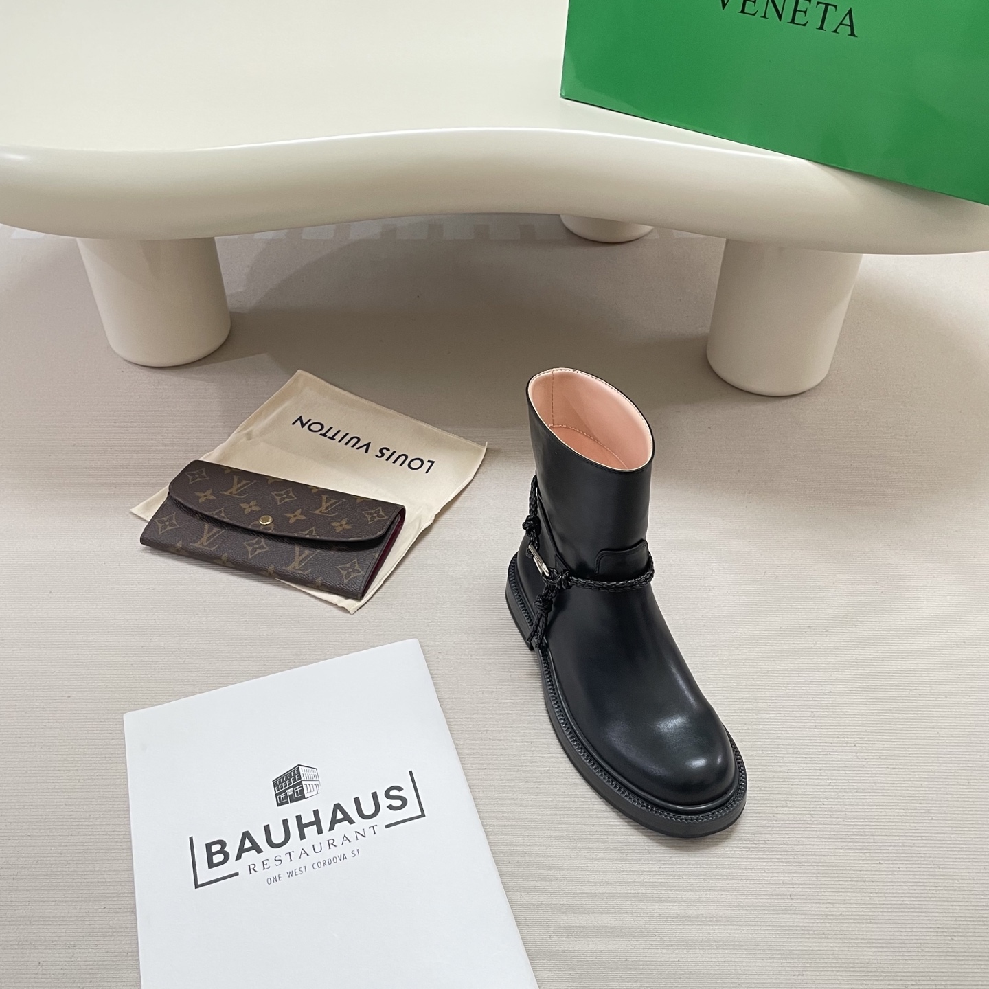 Knotted combat boots