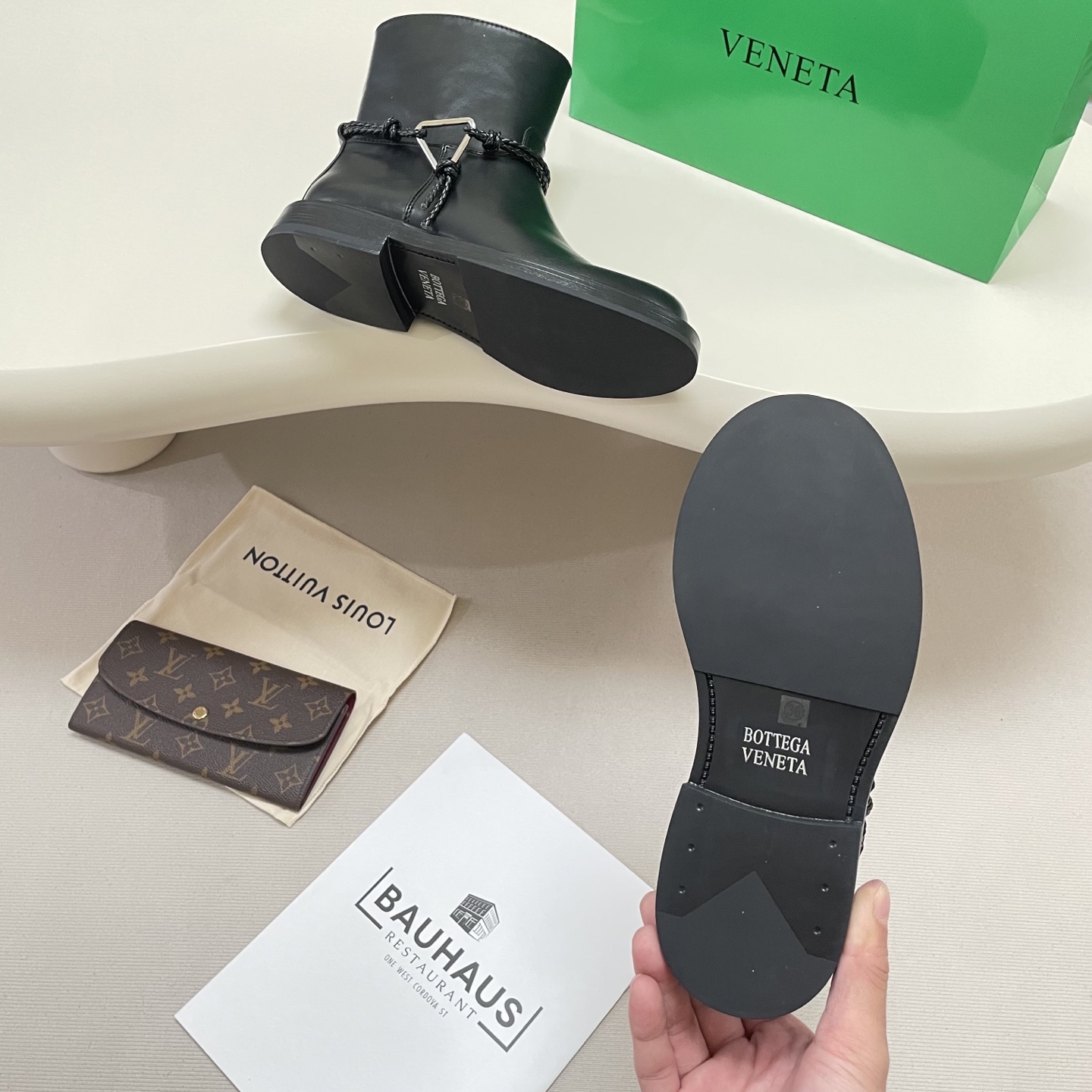 Knotted combat boots