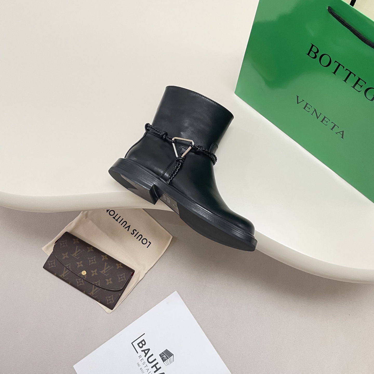 Knotted combat boots