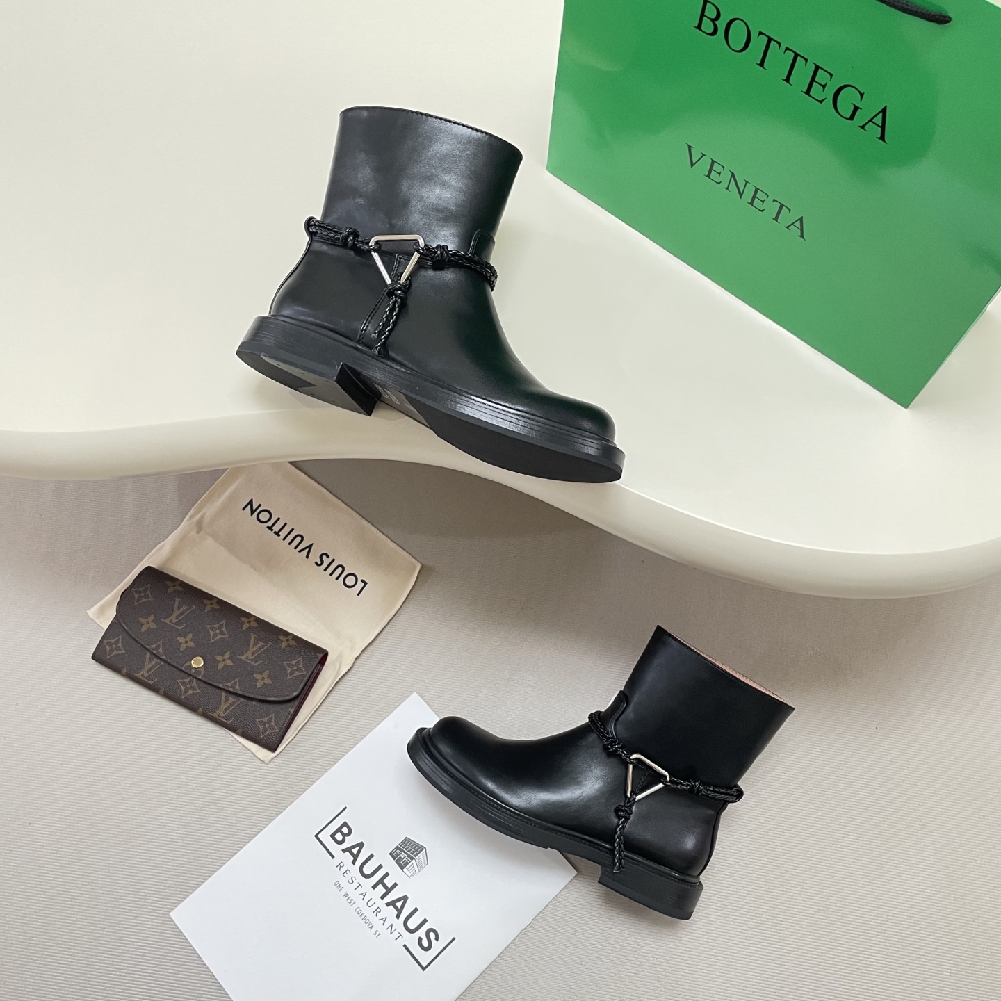 Knotted combat boots