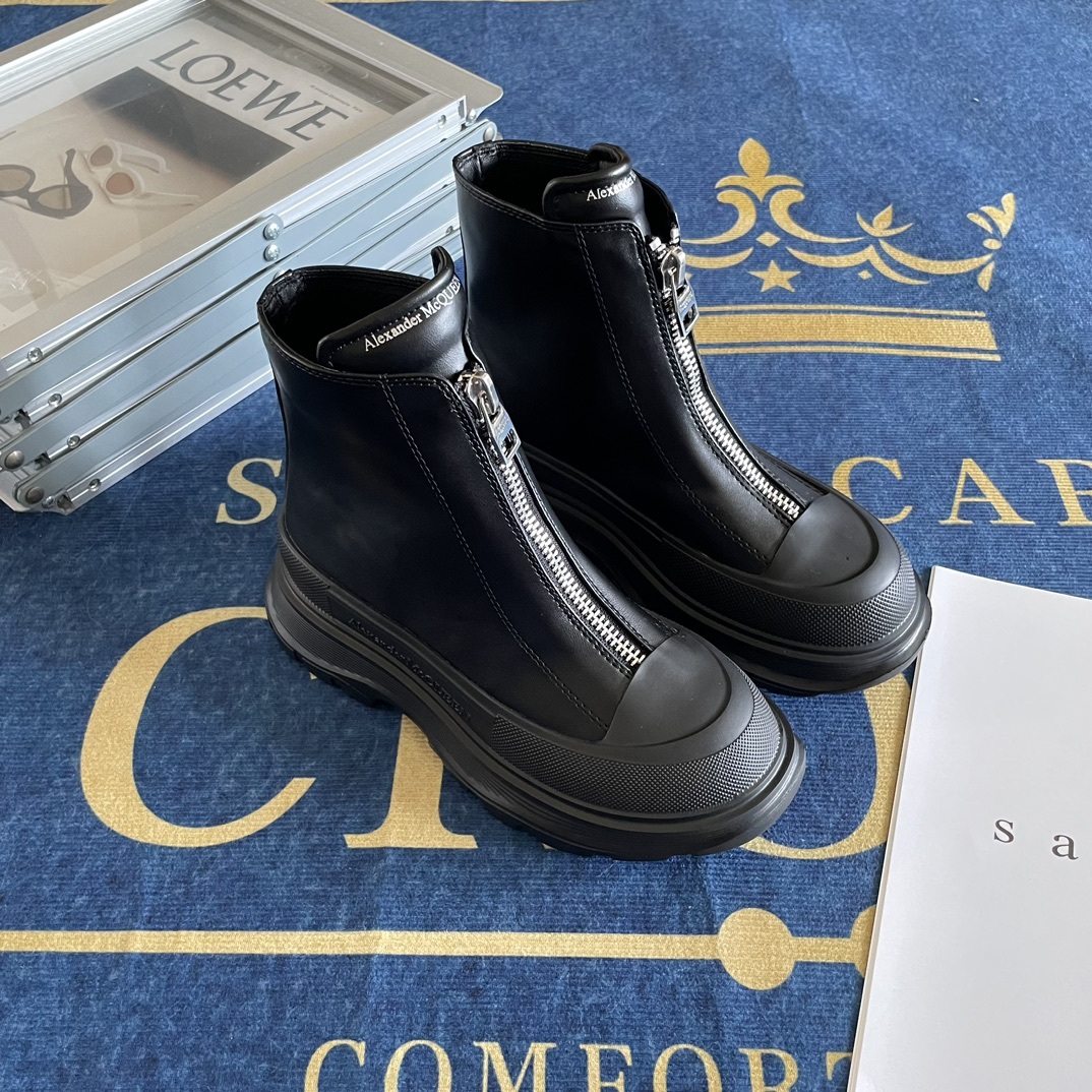 Front zipper Martin boots Platform ankle boots