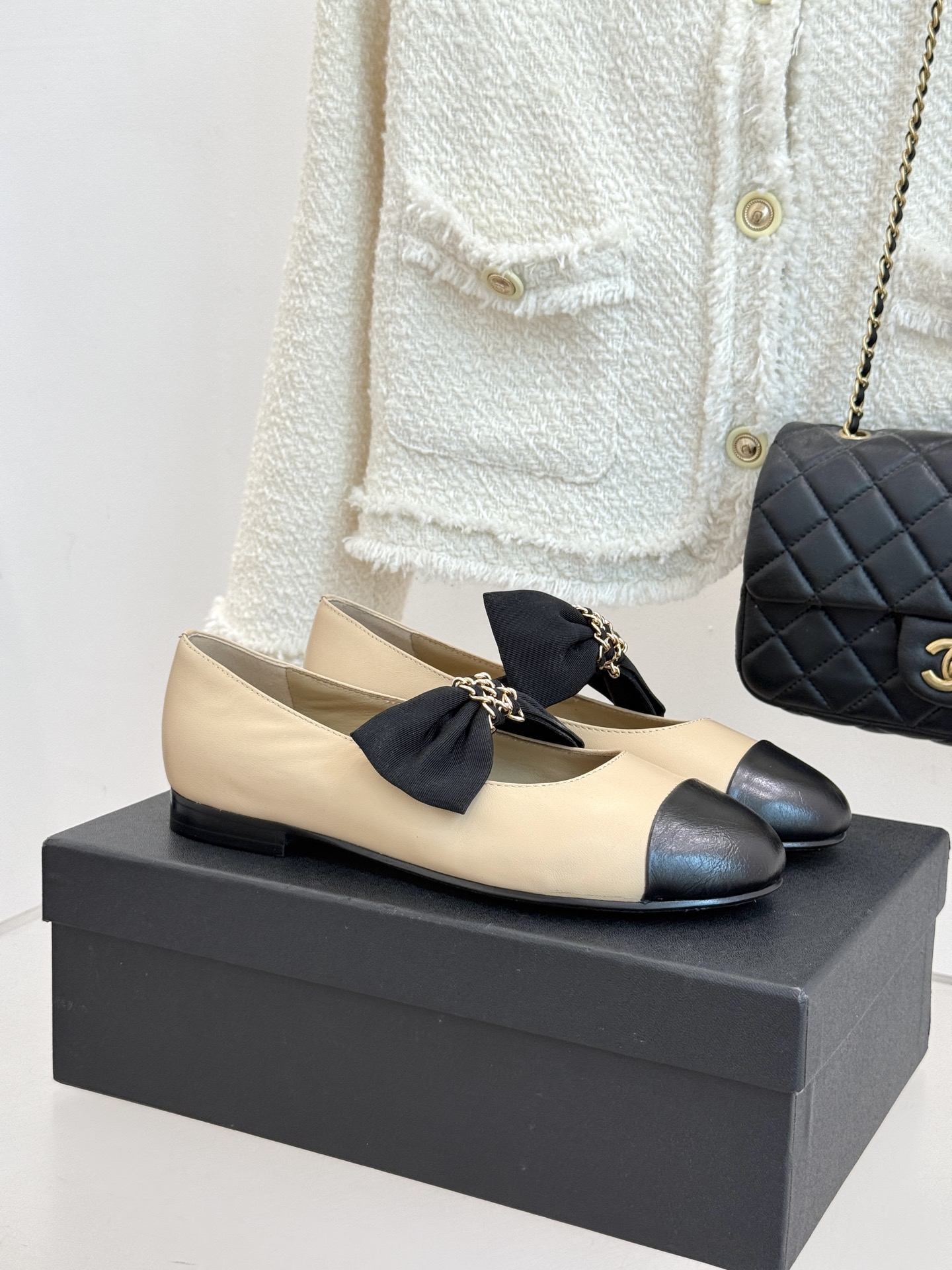 Chain Bow Colorblock Mary Janes