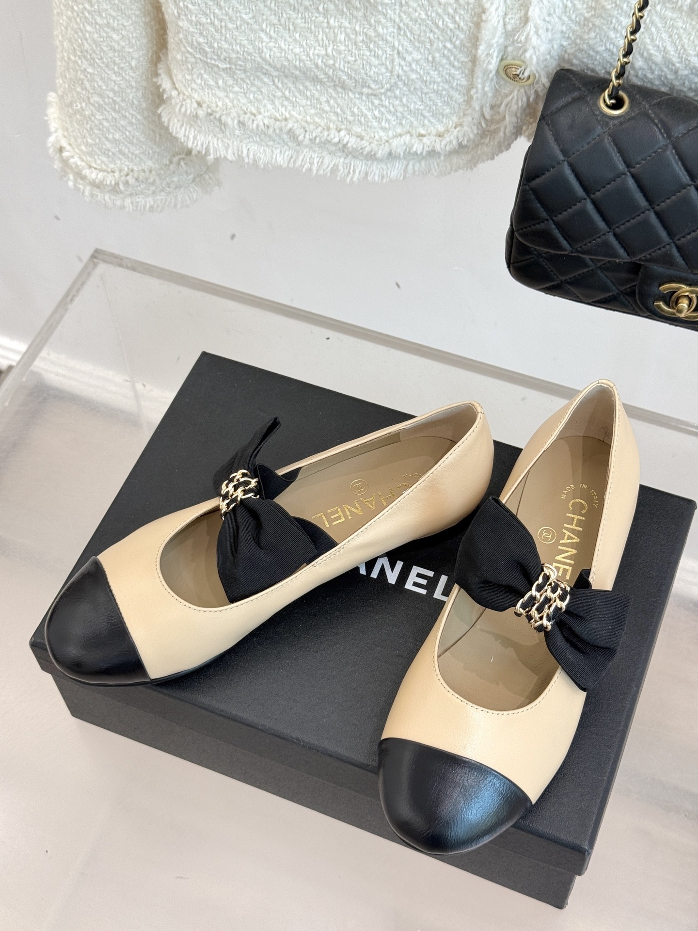 Chain Bow Colorblock Mary Janes