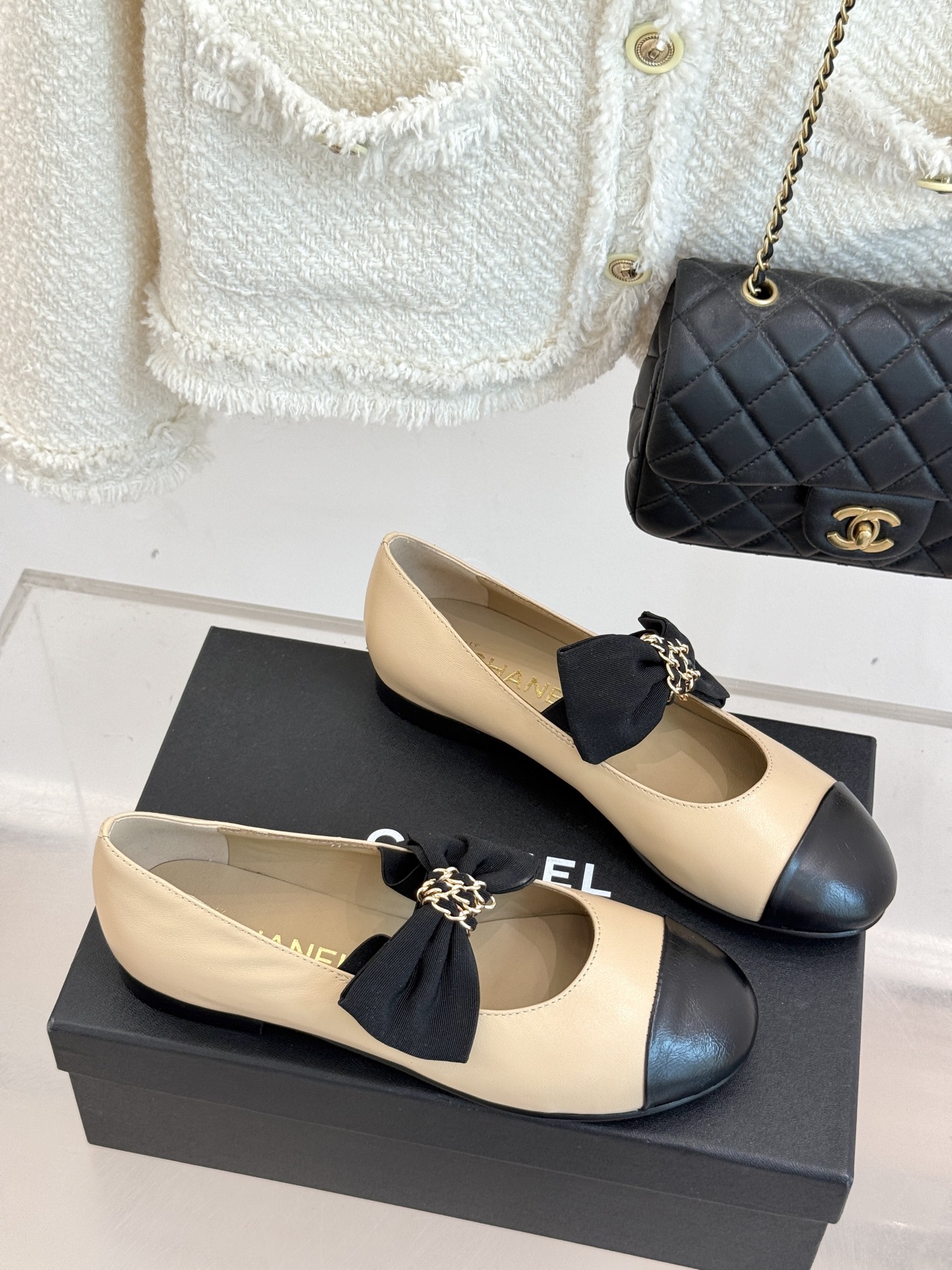 Chain Bow Colorblock Mary Janes