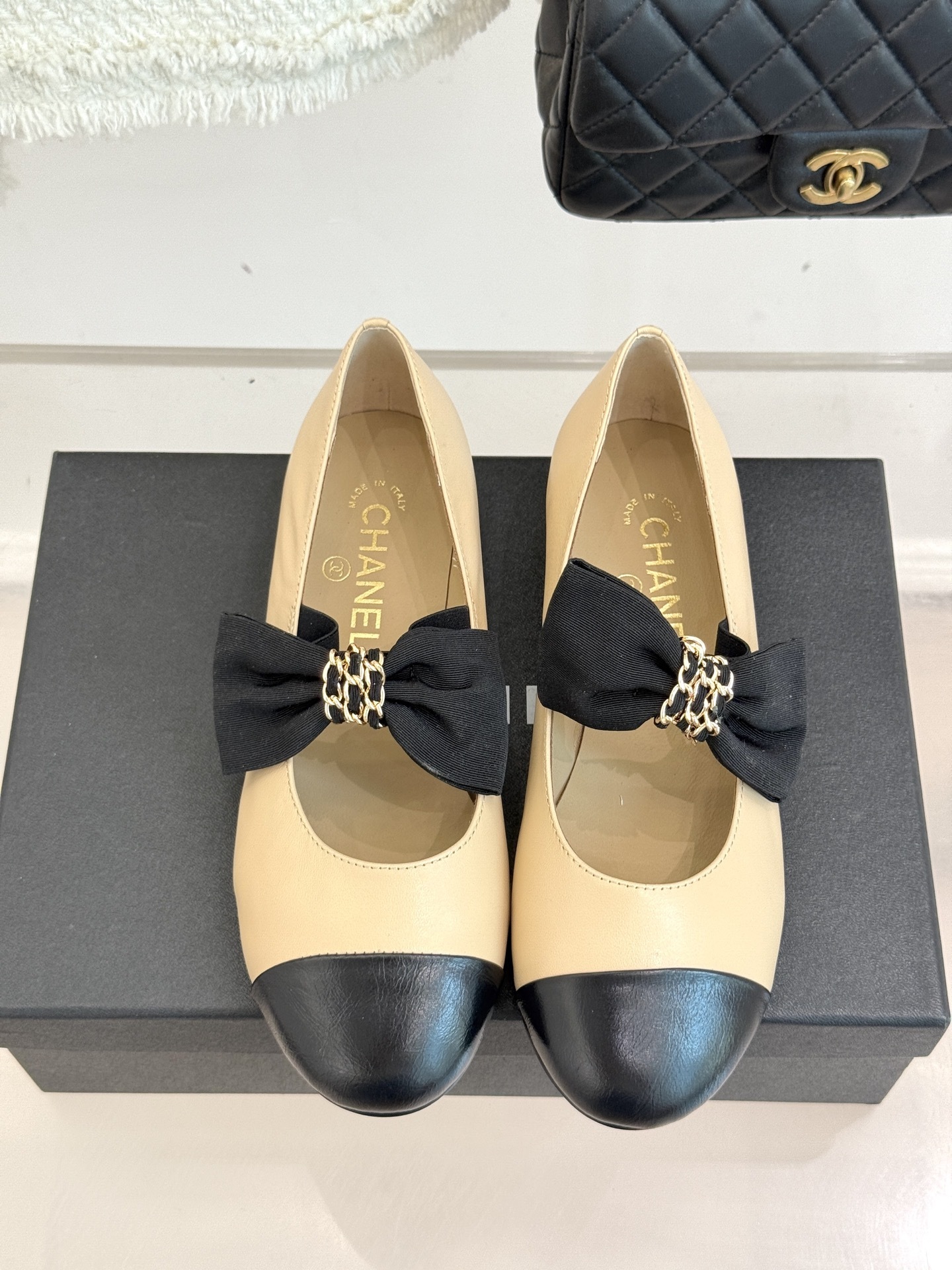 Chain Bow Colorblock Mary Janes