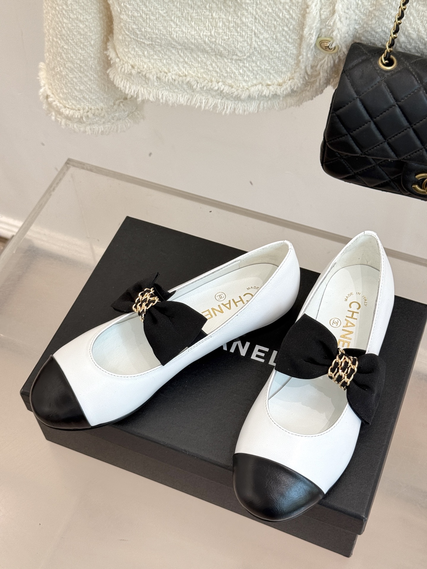 Chain Bow Colorblock Mary Janes