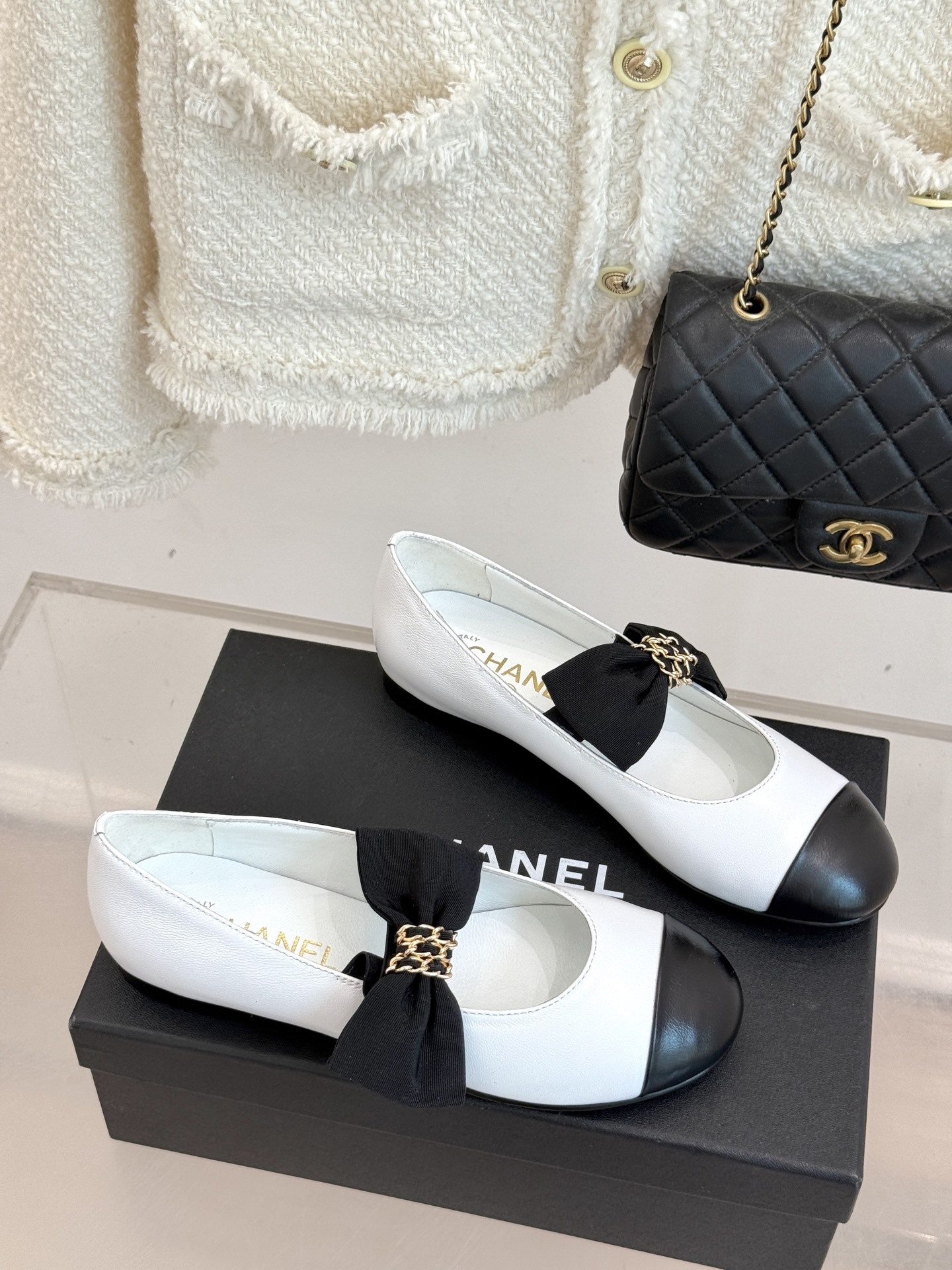 Chain Bow Colorblock Mary Janes