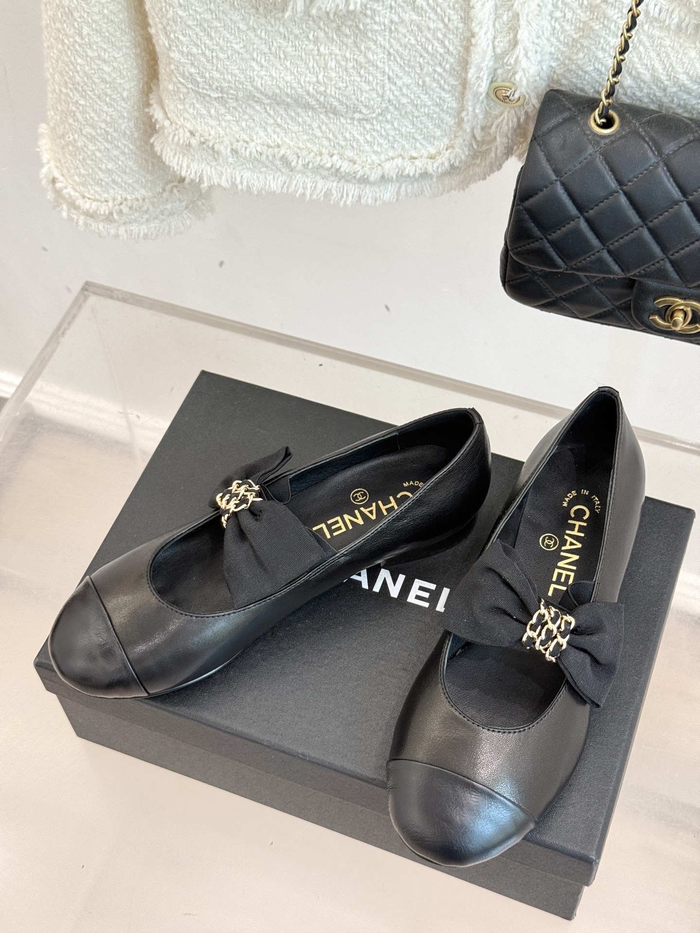 Chain Bow Colorblock Mary Janes