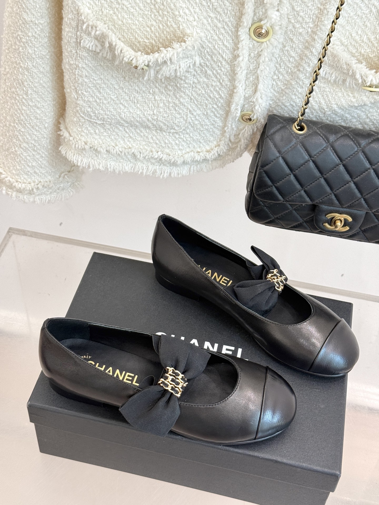 Chain Bow Colorblock Mary Janes