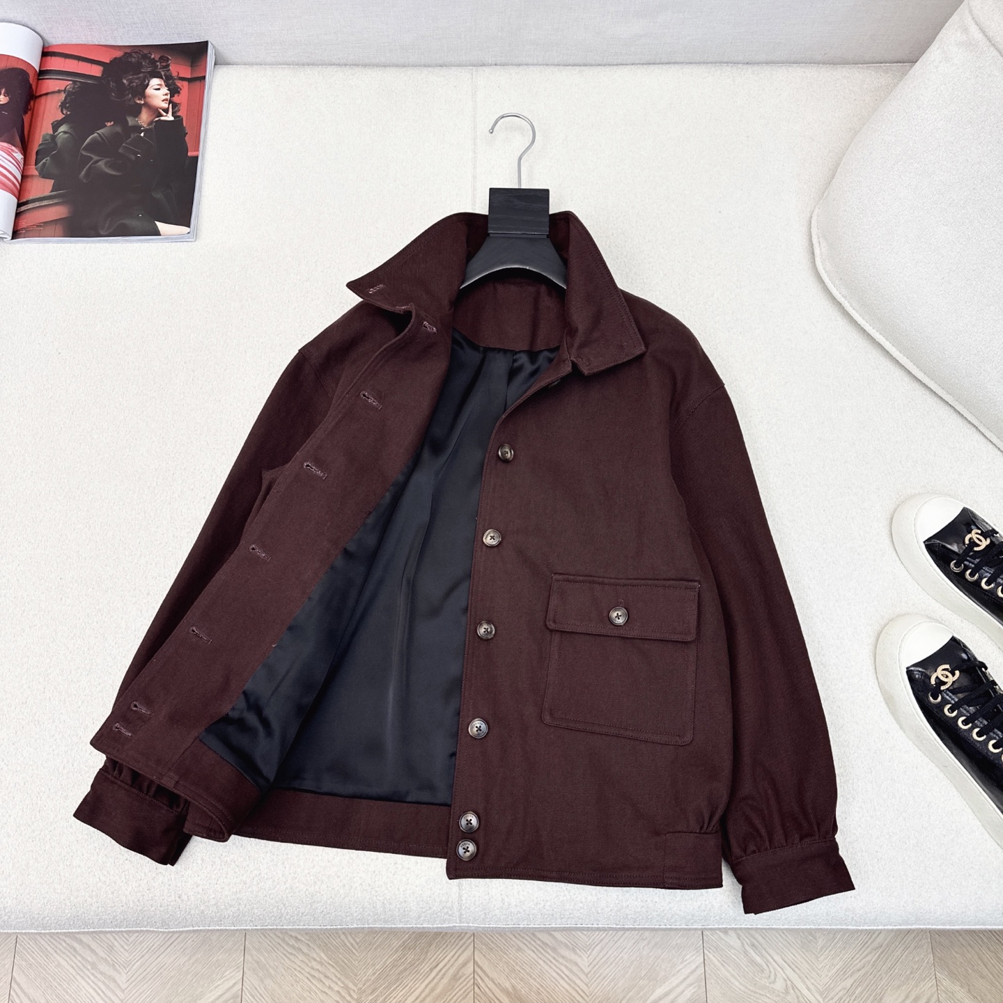 Double-layer decorative stand-up collar trench coat