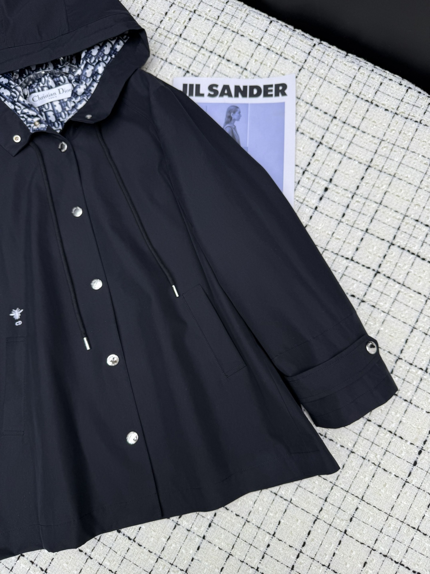 Plaid reversible lapel trench coat long coat single-breasted design