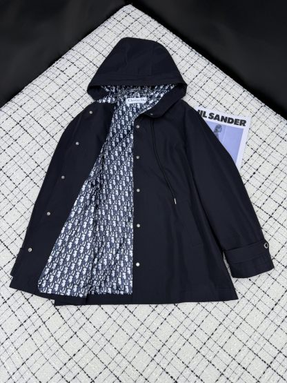 Plaid reversible lapel trench coat long coat single-breasted design