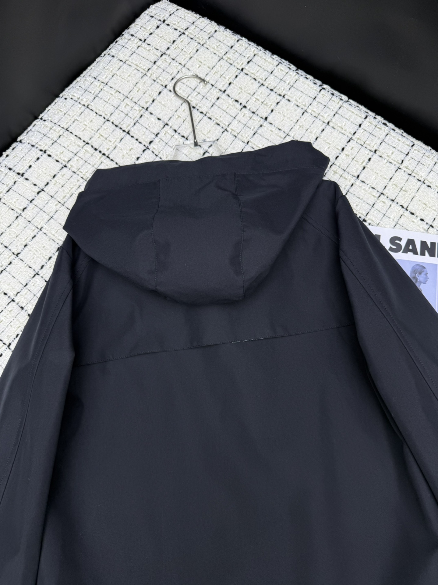 Plaid reversible lapel trench coat long coat single-breasted design