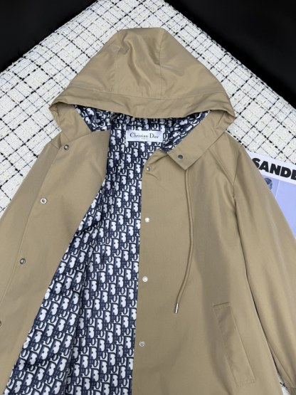 Plaid reversible lapel trench coat long coat single-breasted design