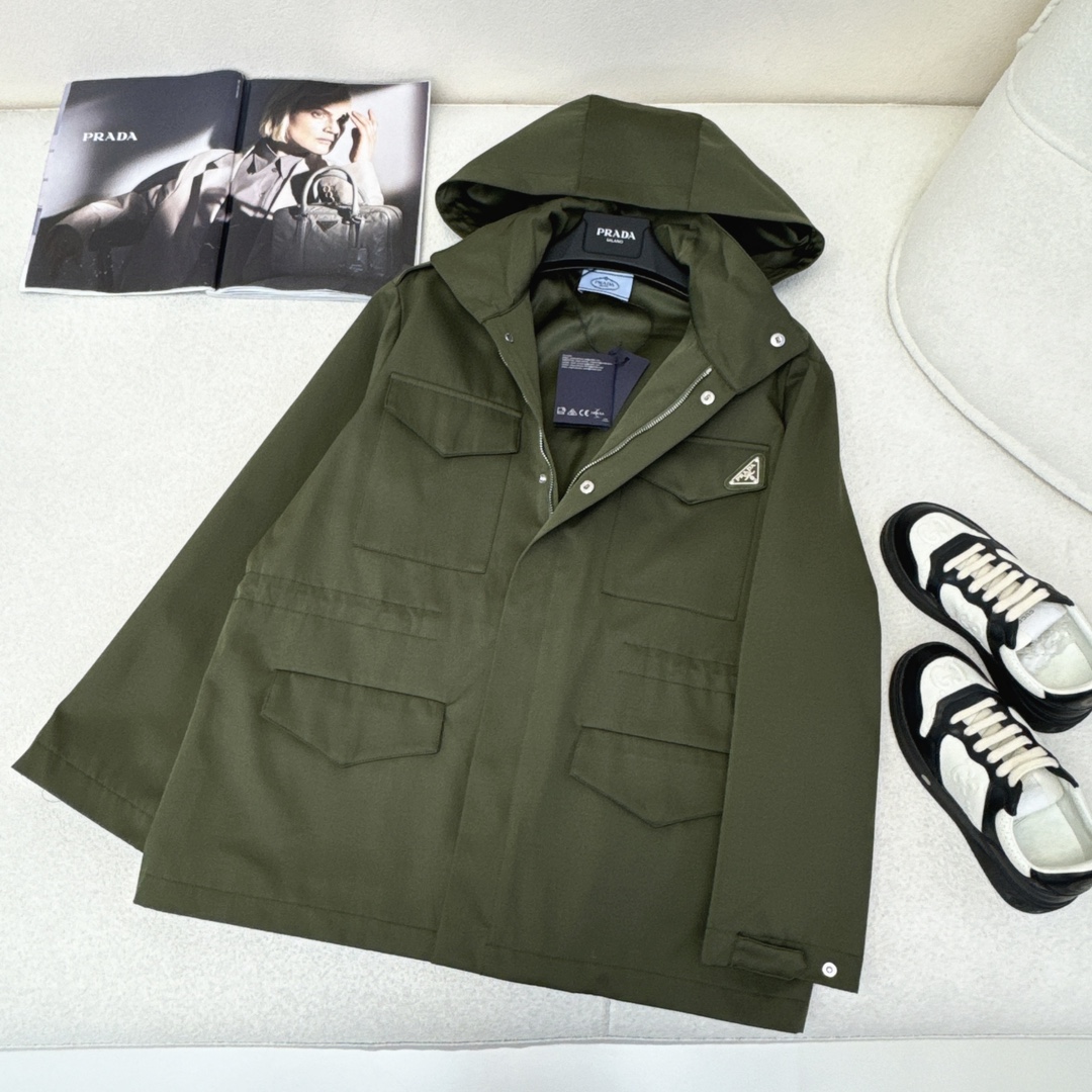 Workwear style hooded windbreaker jacket
