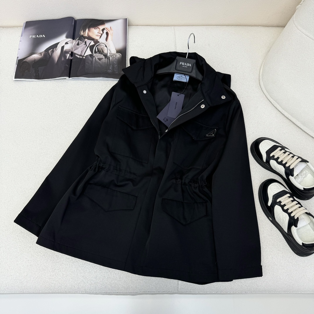 Workwear style hooded windbreaker jacket