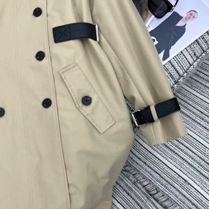 Double-breasted long waist trench coat