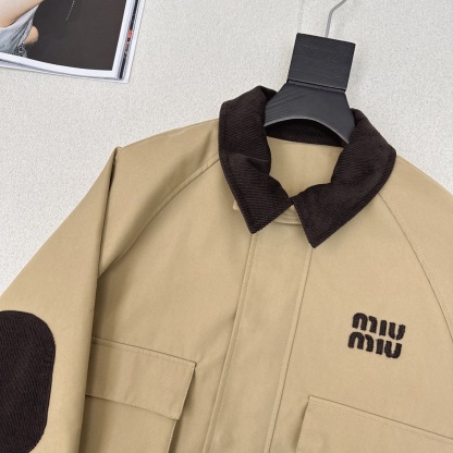 Colorblock lapel short trench coat