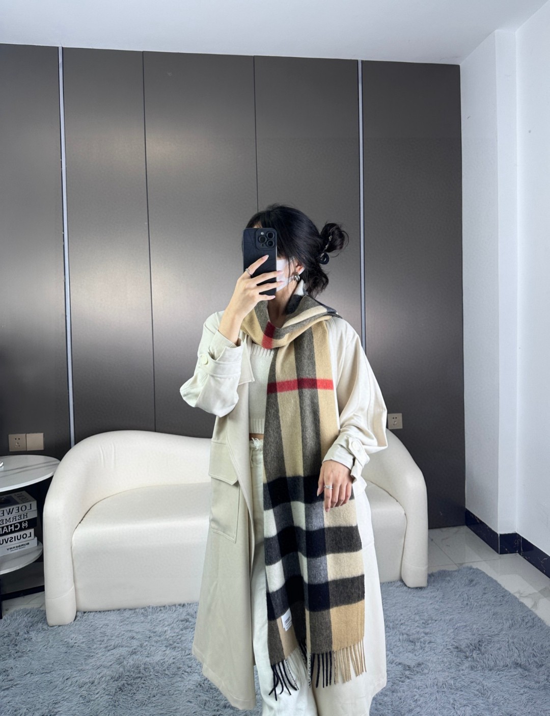 Classic cashmere plaid scarf 40*180cm