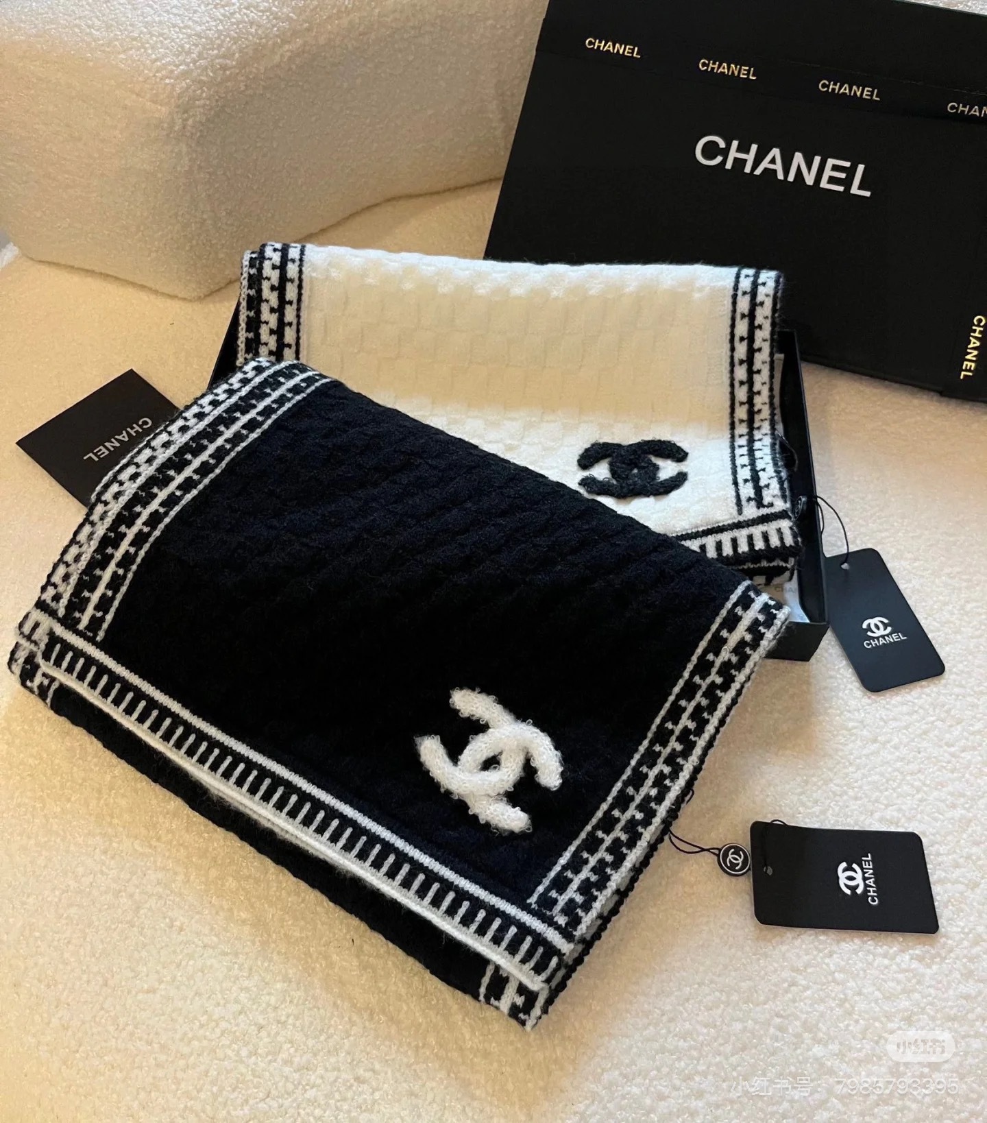 Lace knitted long scarf