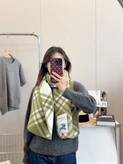 Thick-knit plaid scarf 30*180cm