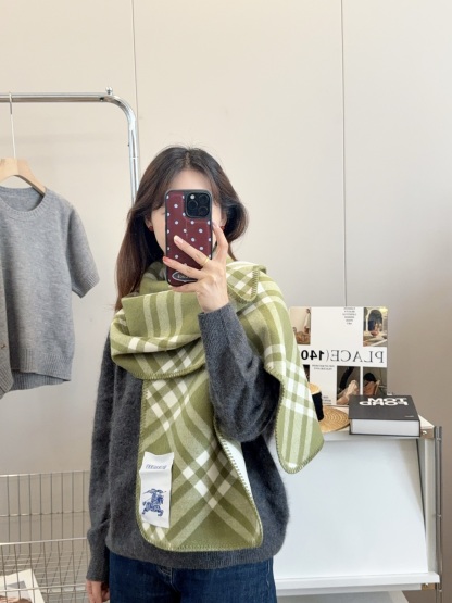 Thick-knit plaid scarf 30*180cm