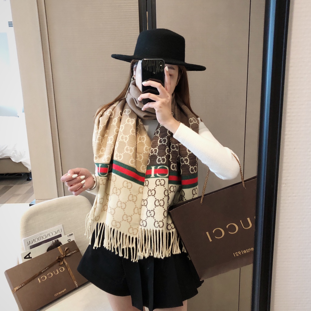 Double-sided jacquard long beard scarf 180*65cm