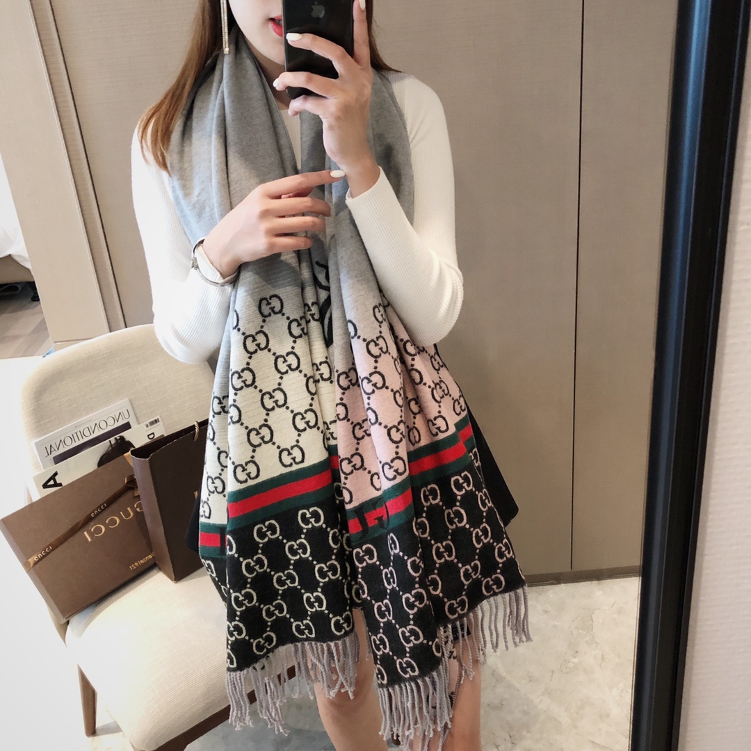 Double-sided jacquard long beard scarf 180*65cm