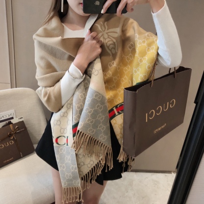 Double-sided jacquard long beard scarf 180*65cm