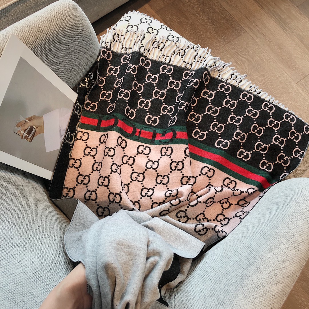 Double-sided jacquard long beard scarf 180*65cm