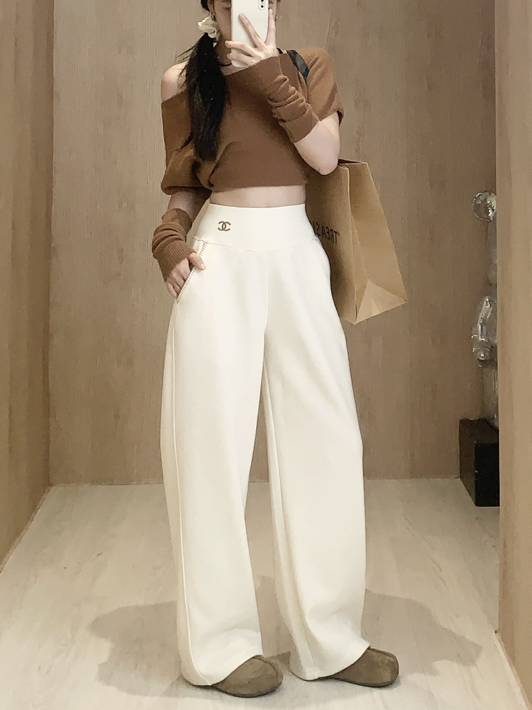 Double C logo wide-leg pants