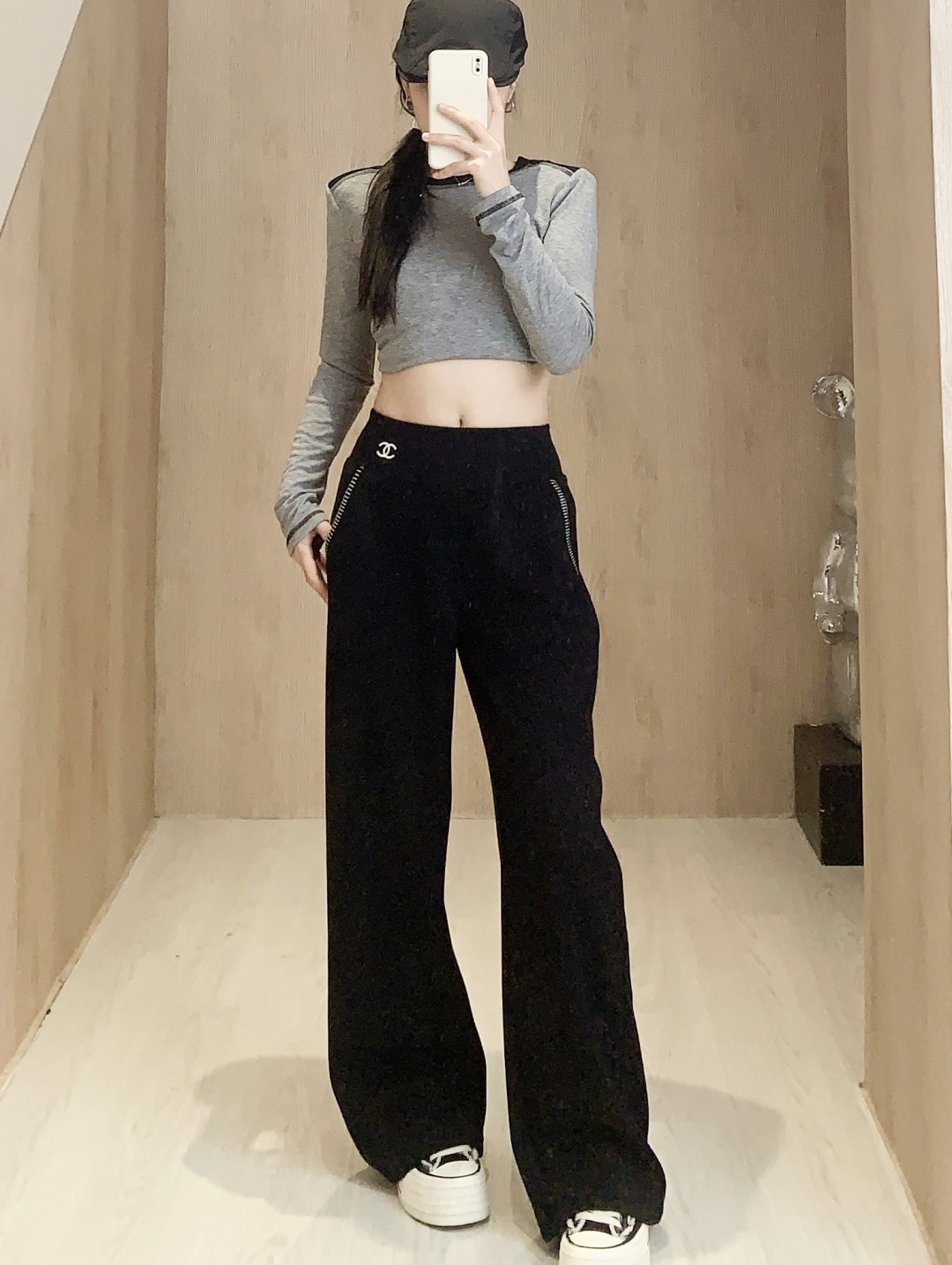 Double C logo wide-leg pants