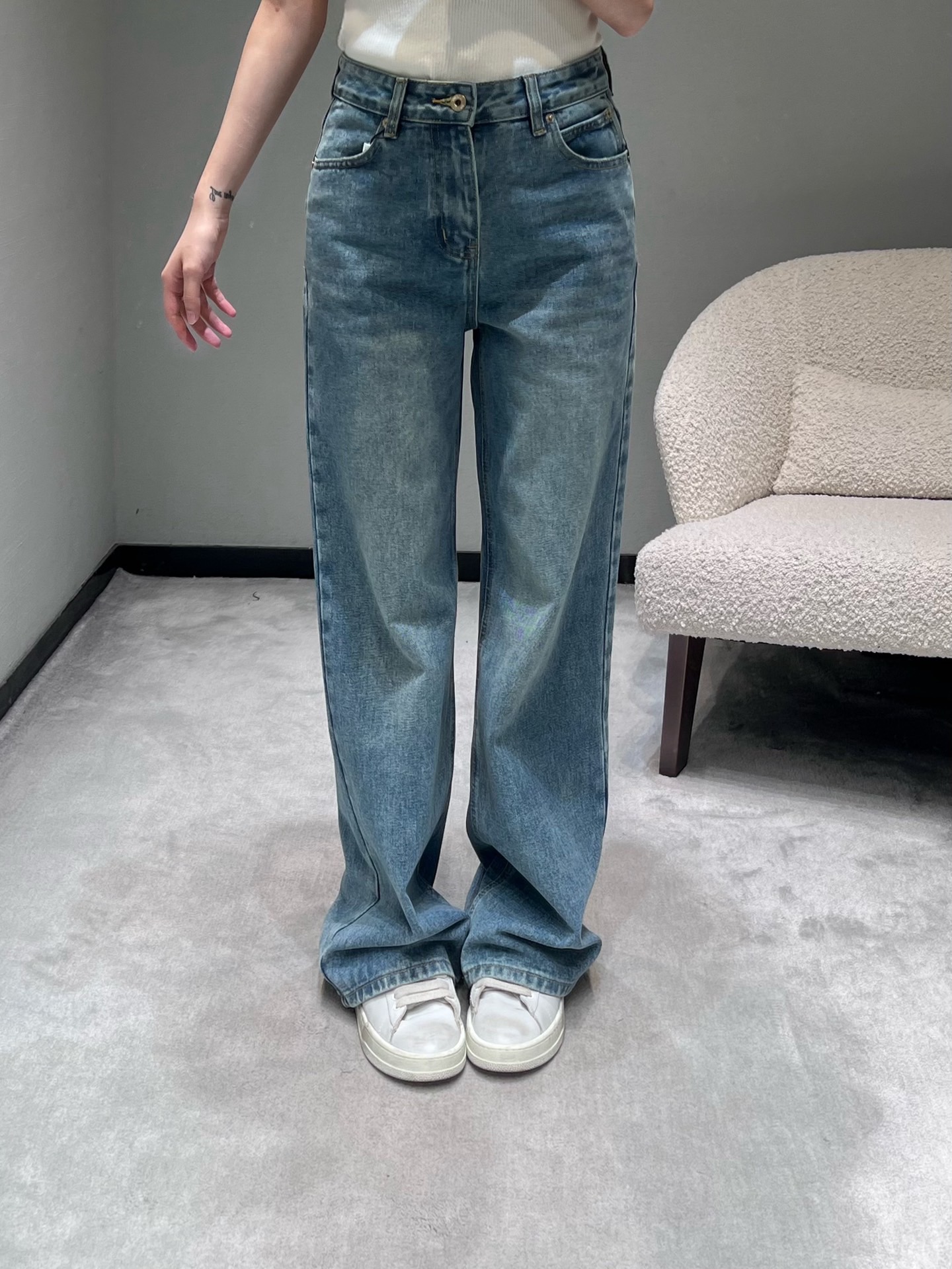 Retro high-waisted jeans SML