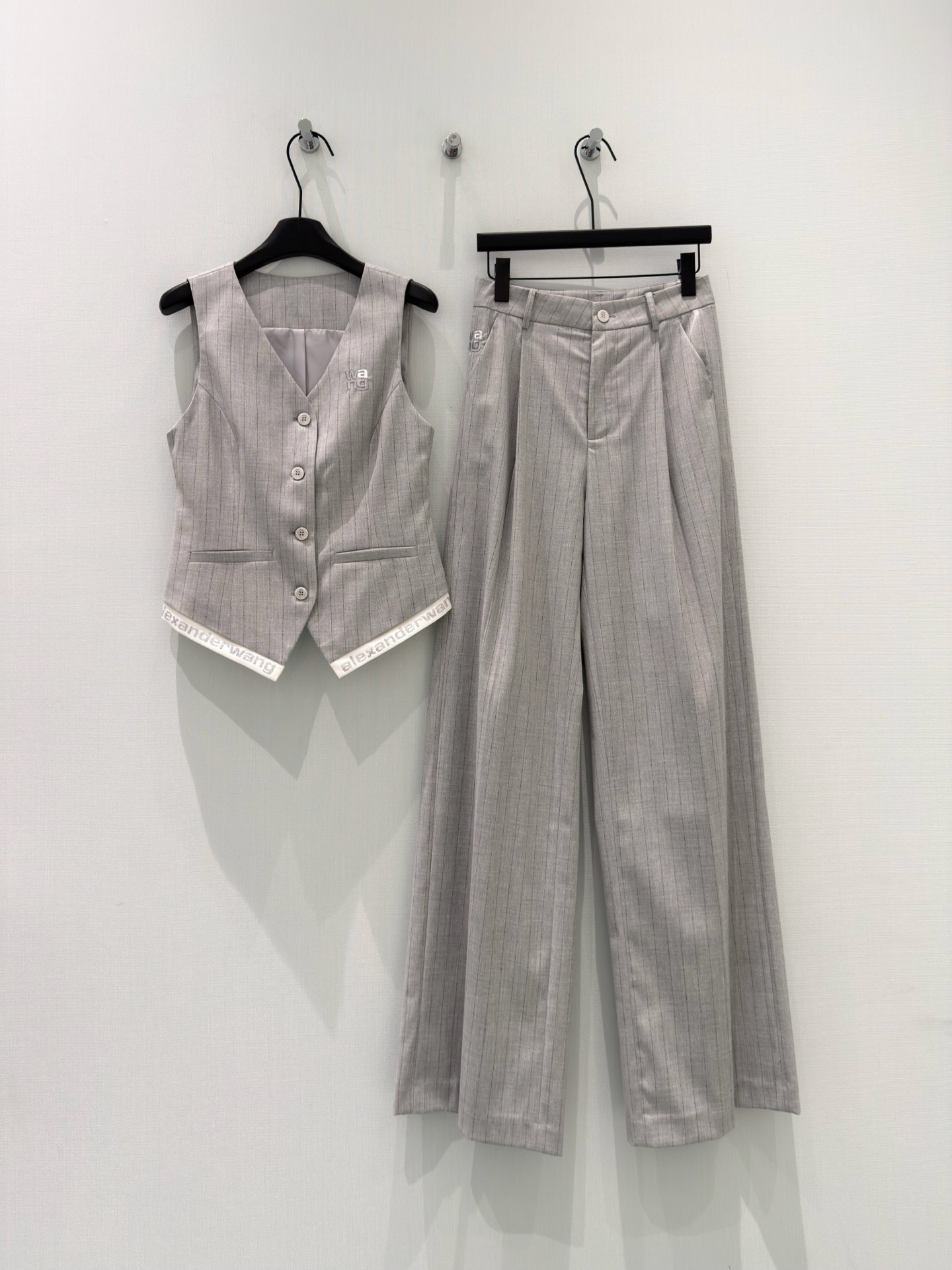 Wool striped trouser suit SML