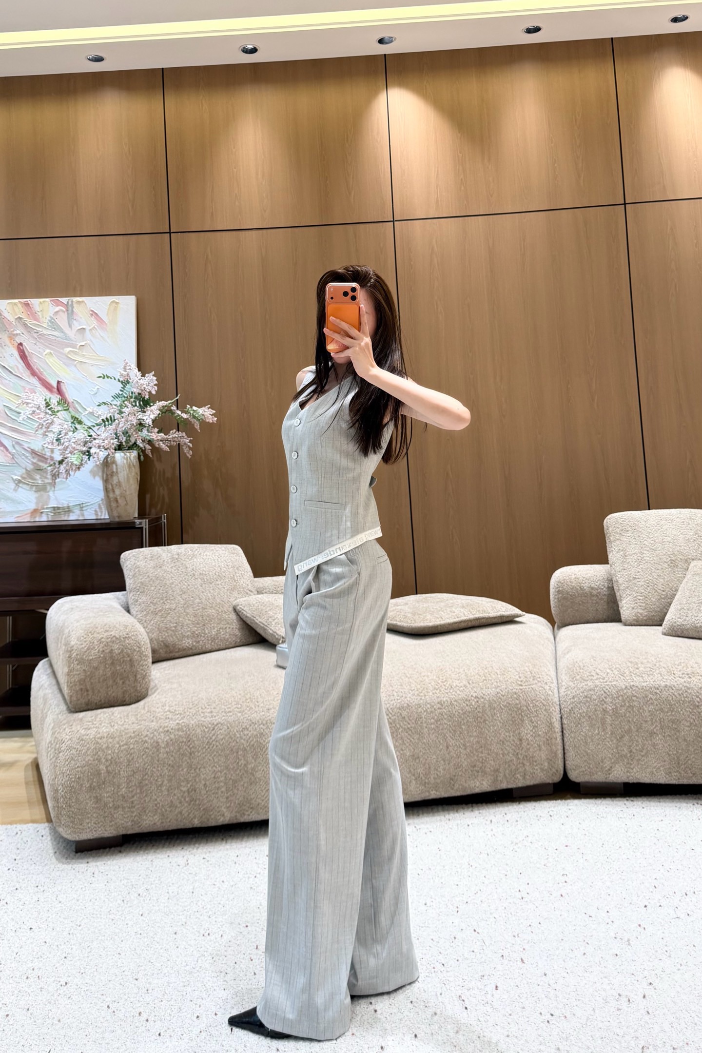 Wool striped trouser suit SML