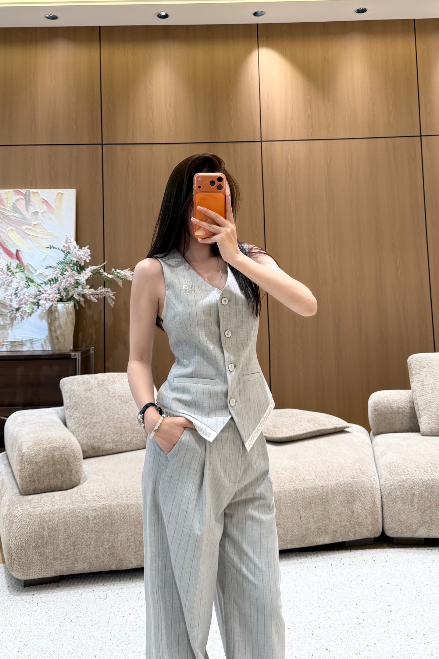 Wool striped trouser suit SML