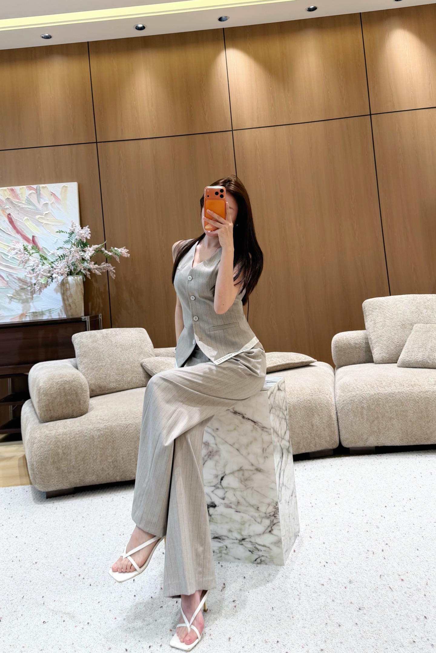 Wool striped trouser suit SML