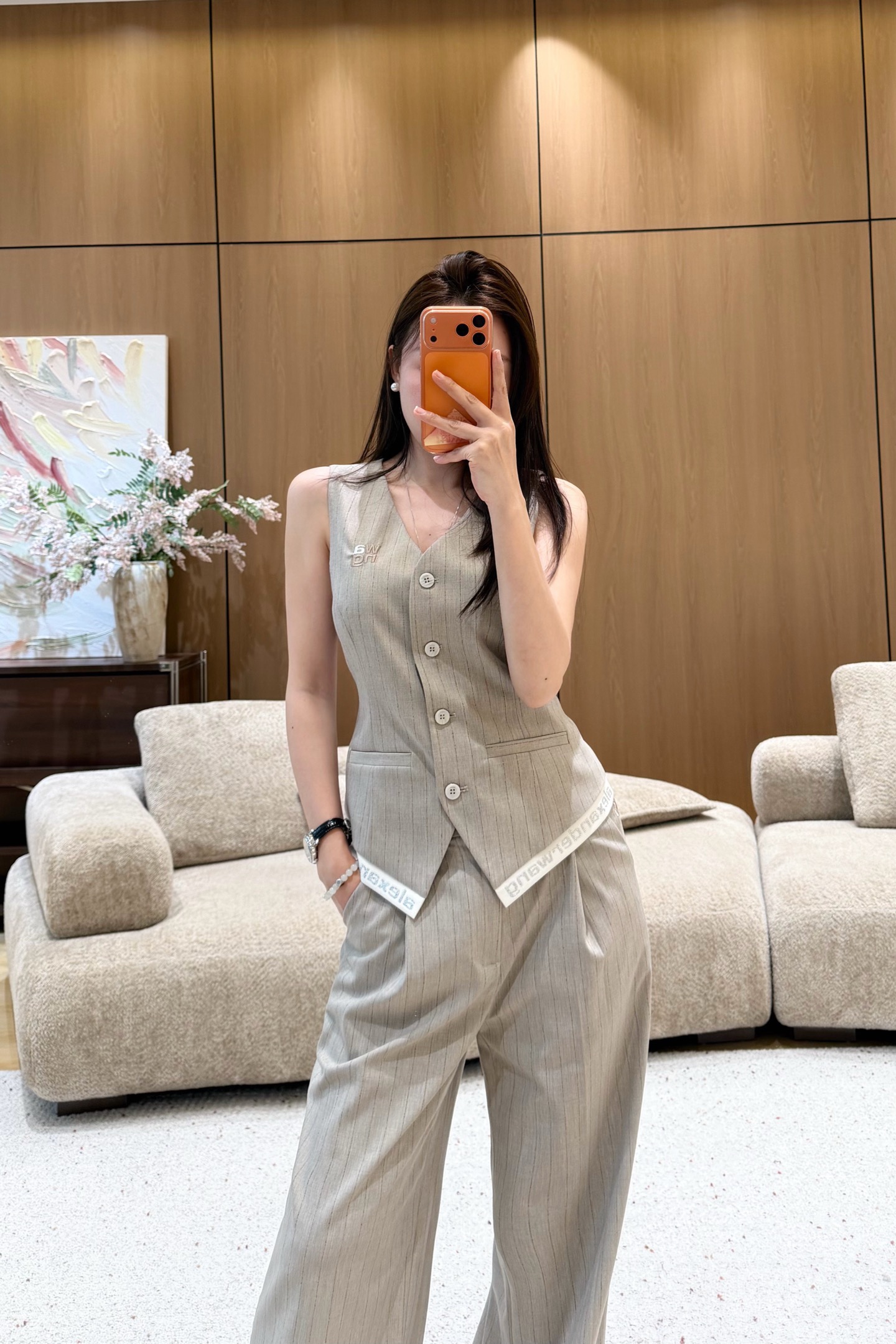 Wool striped trouser suit SML