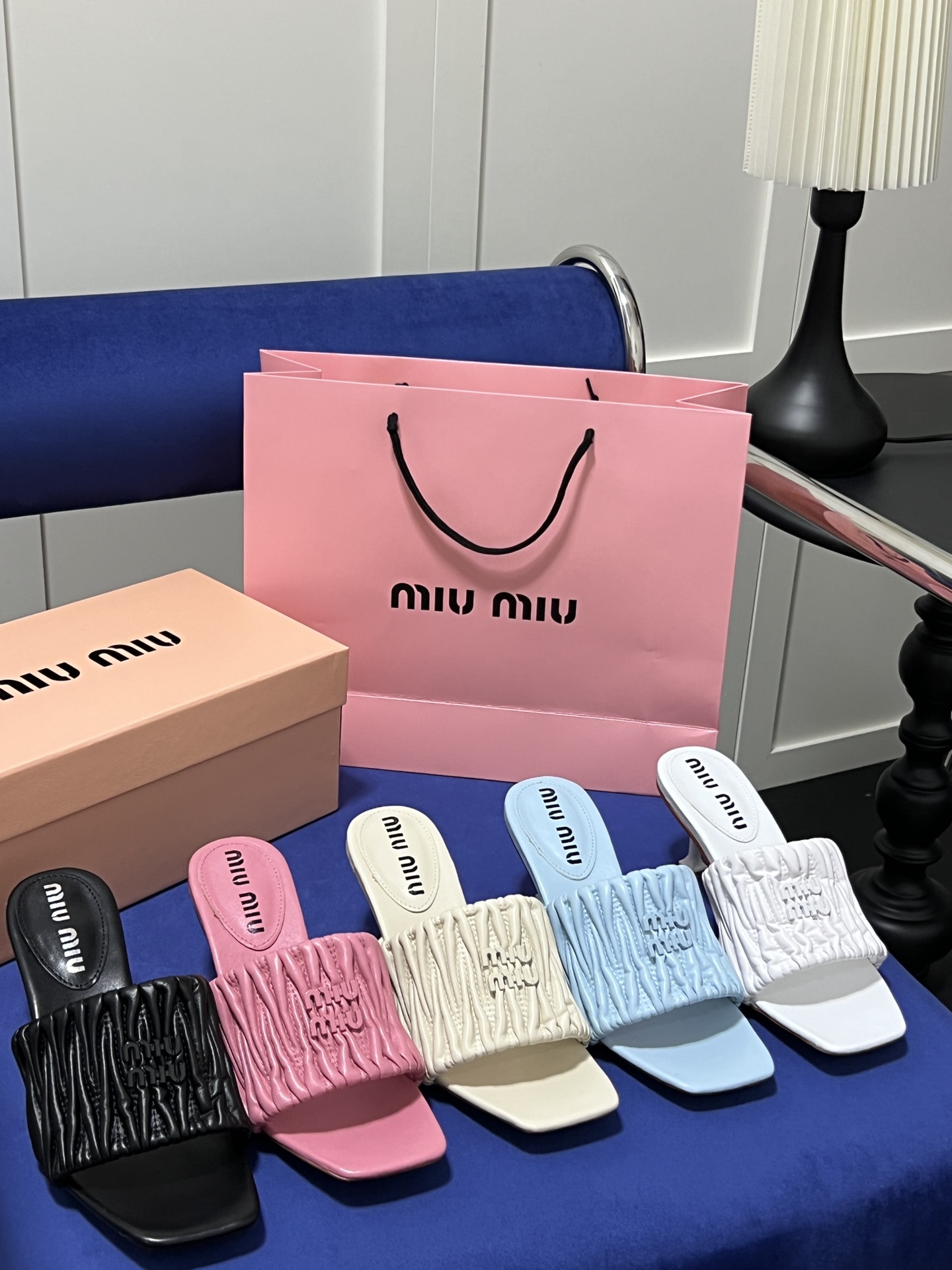 Square-toe high-heeled slippers 5cm/35-40