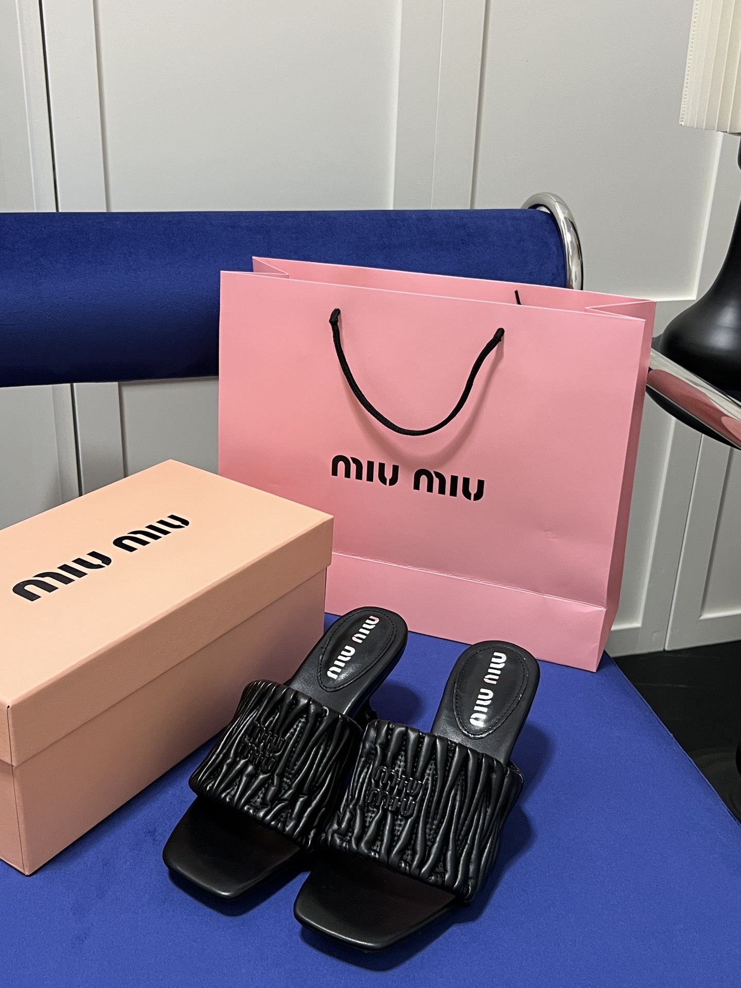 Square-toe high-heeled slippers 5cm/35-40