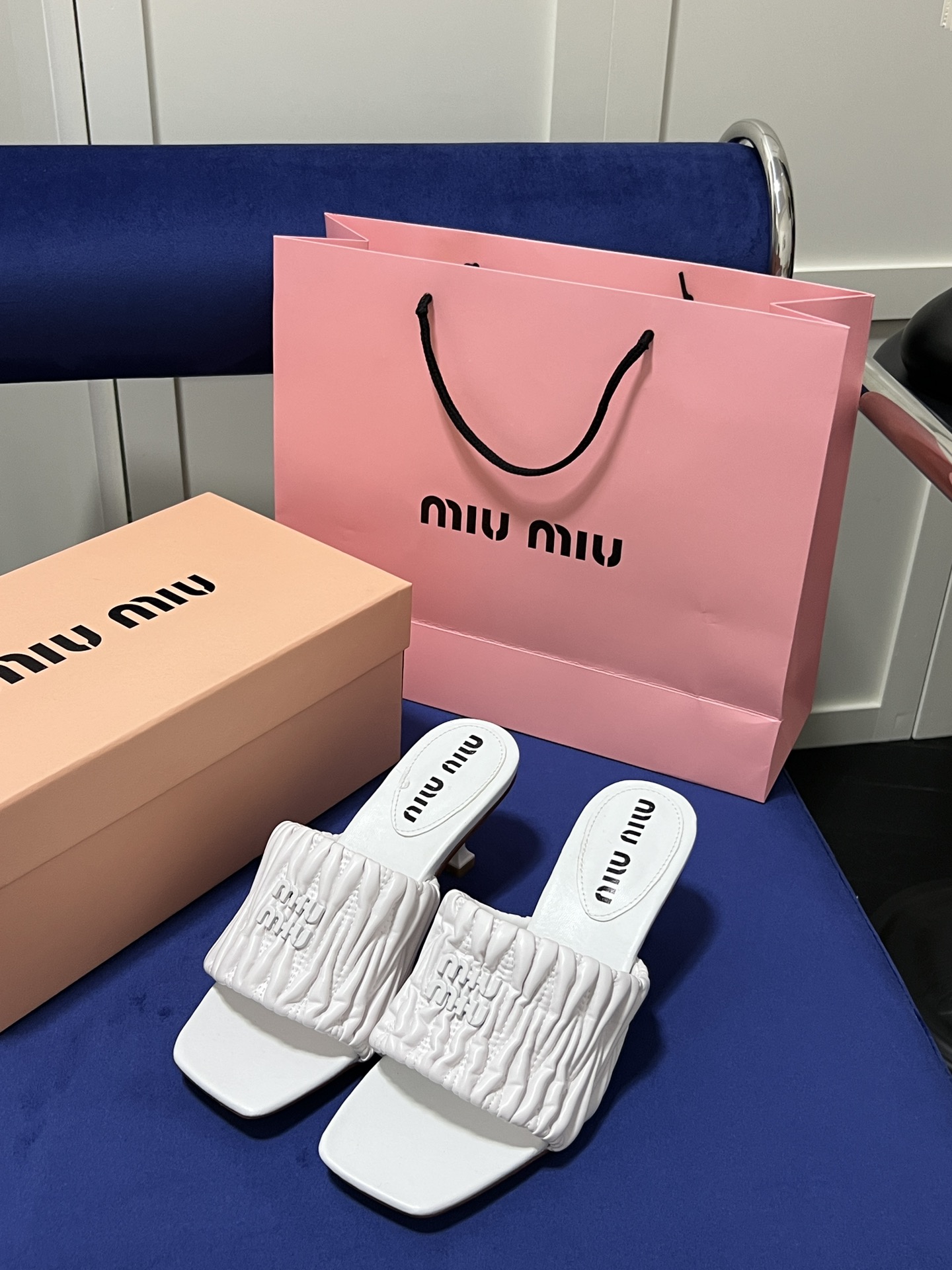 Square-toe high-heeled slippers 5cm/35-40