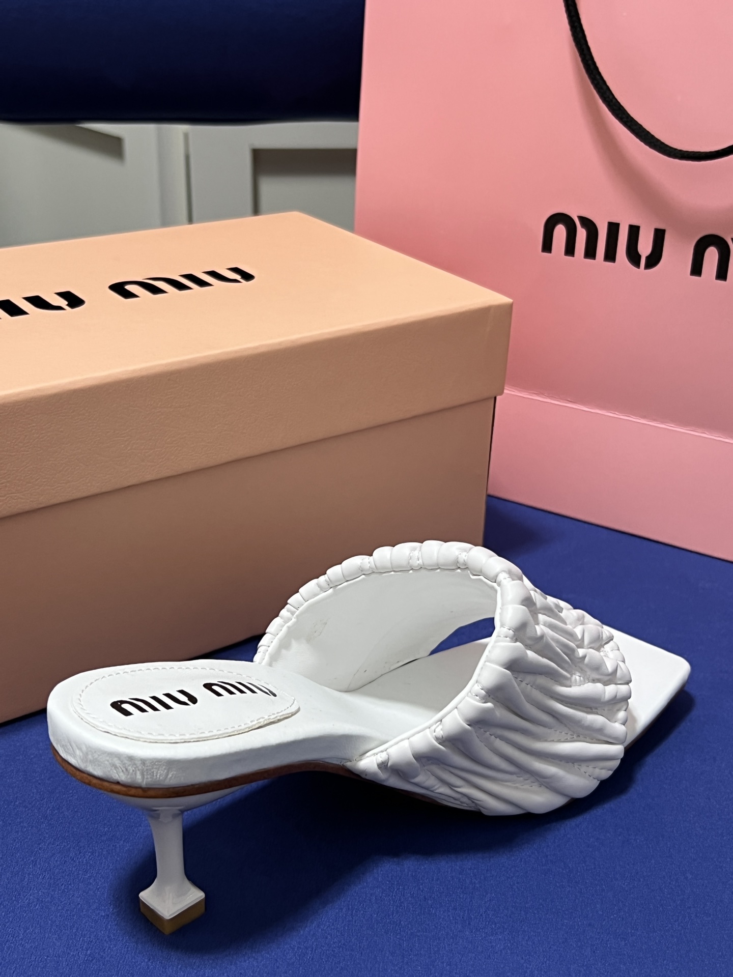 Square-toe high-heeled slippers 5cm/35-40