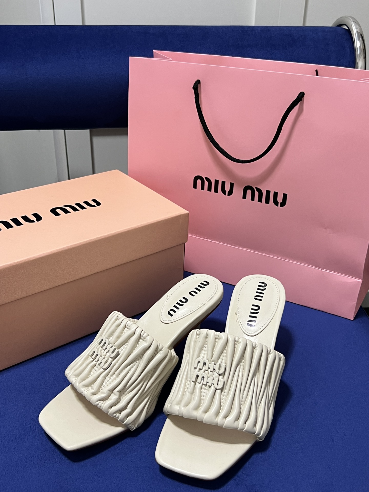 Square-toe high-heeled slippers 5cm/35-40