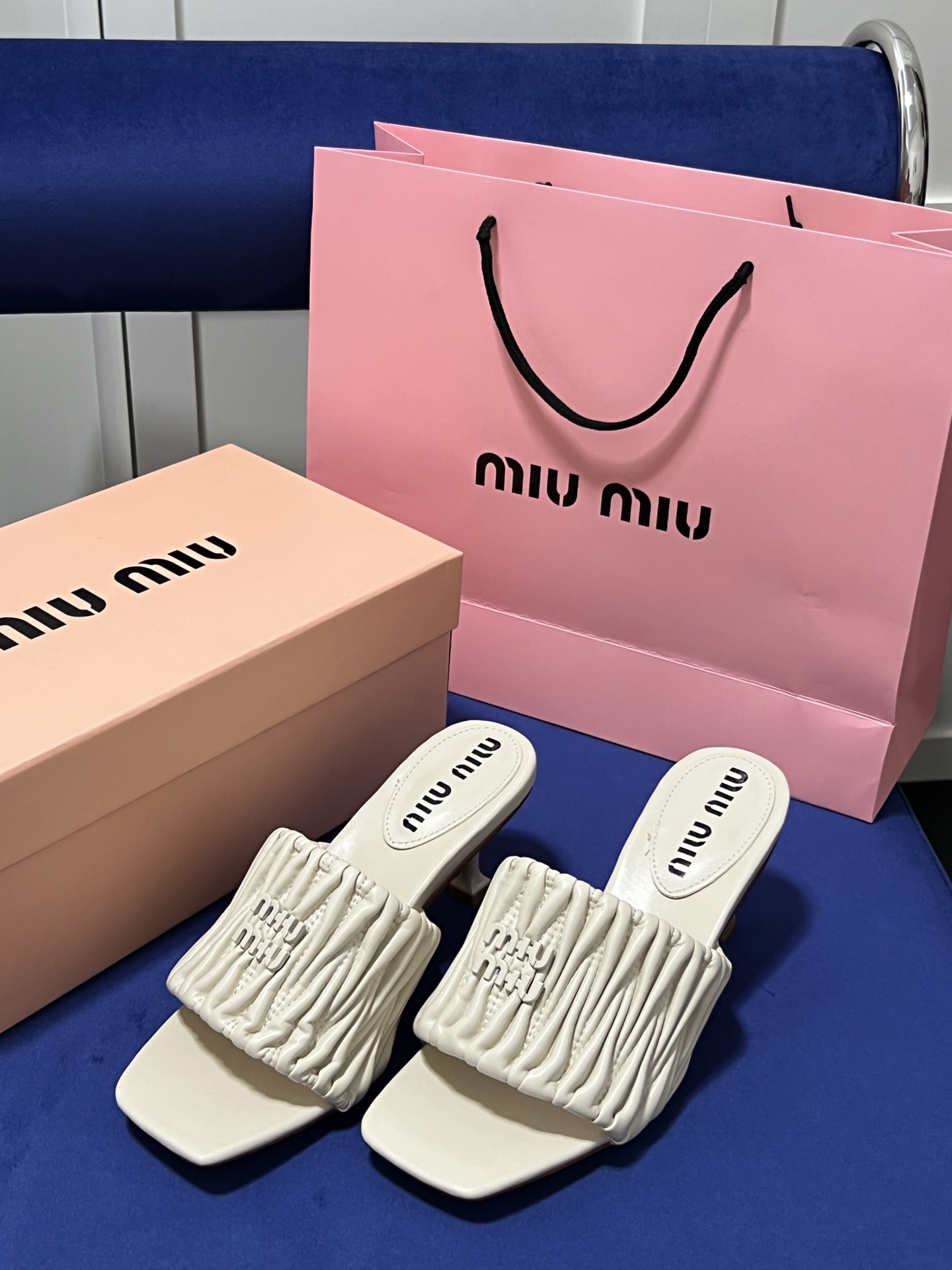 Square-toe high-heeled slippers 5cm/35-40