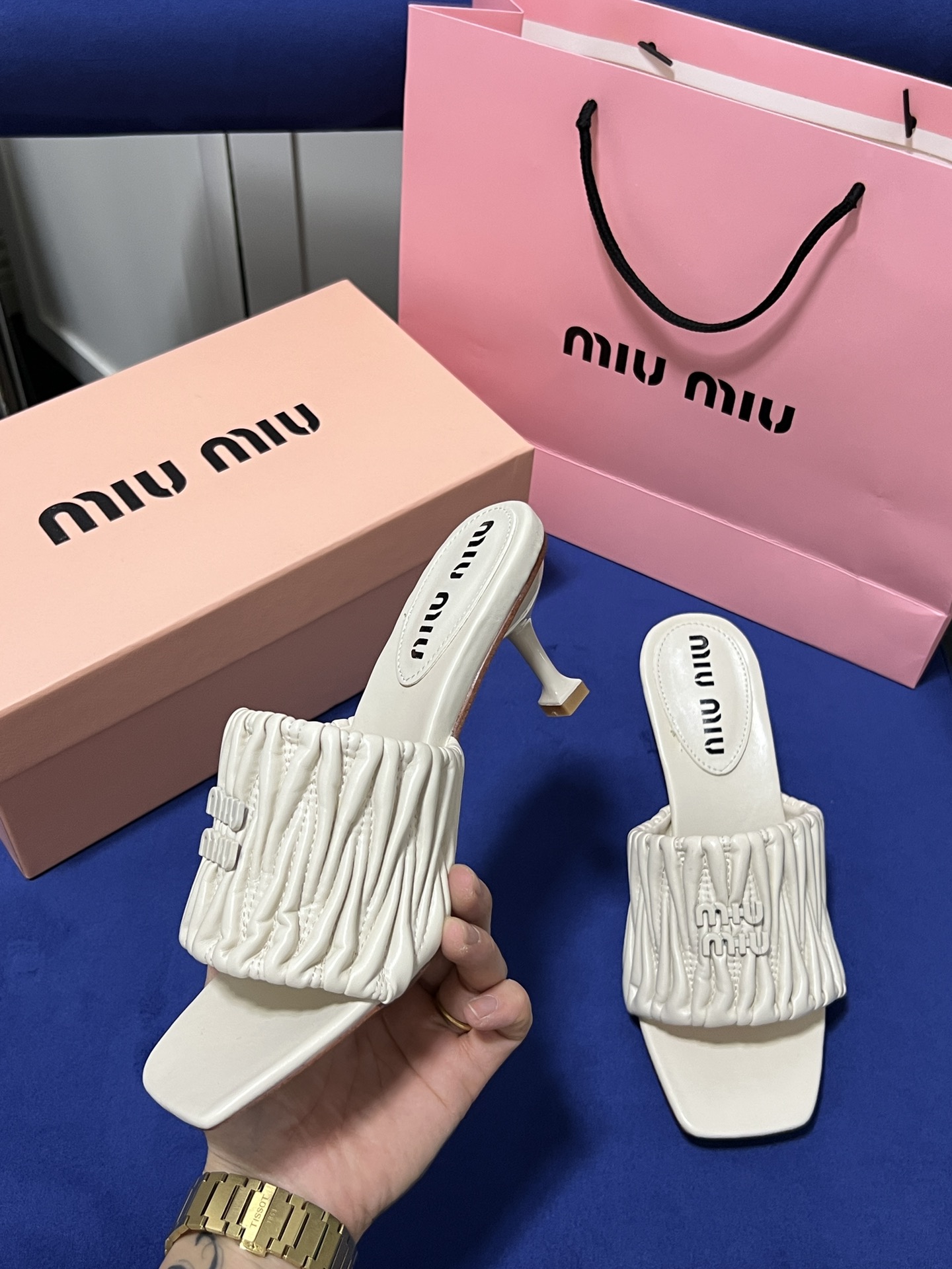 Square-toe high-heeled slippers 5cm/35-40