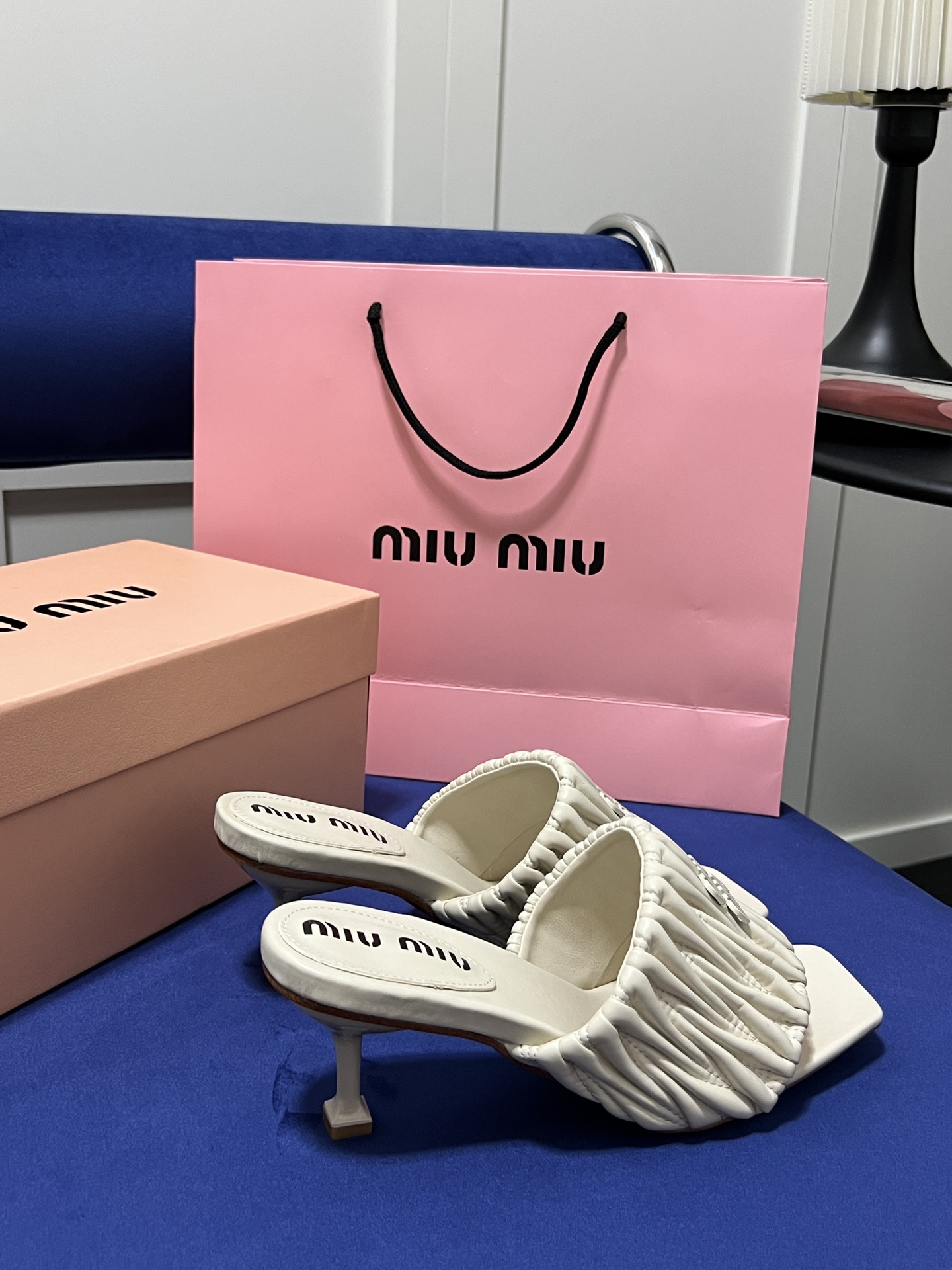 Square-toe high-heeled slippers 5cm/35-40