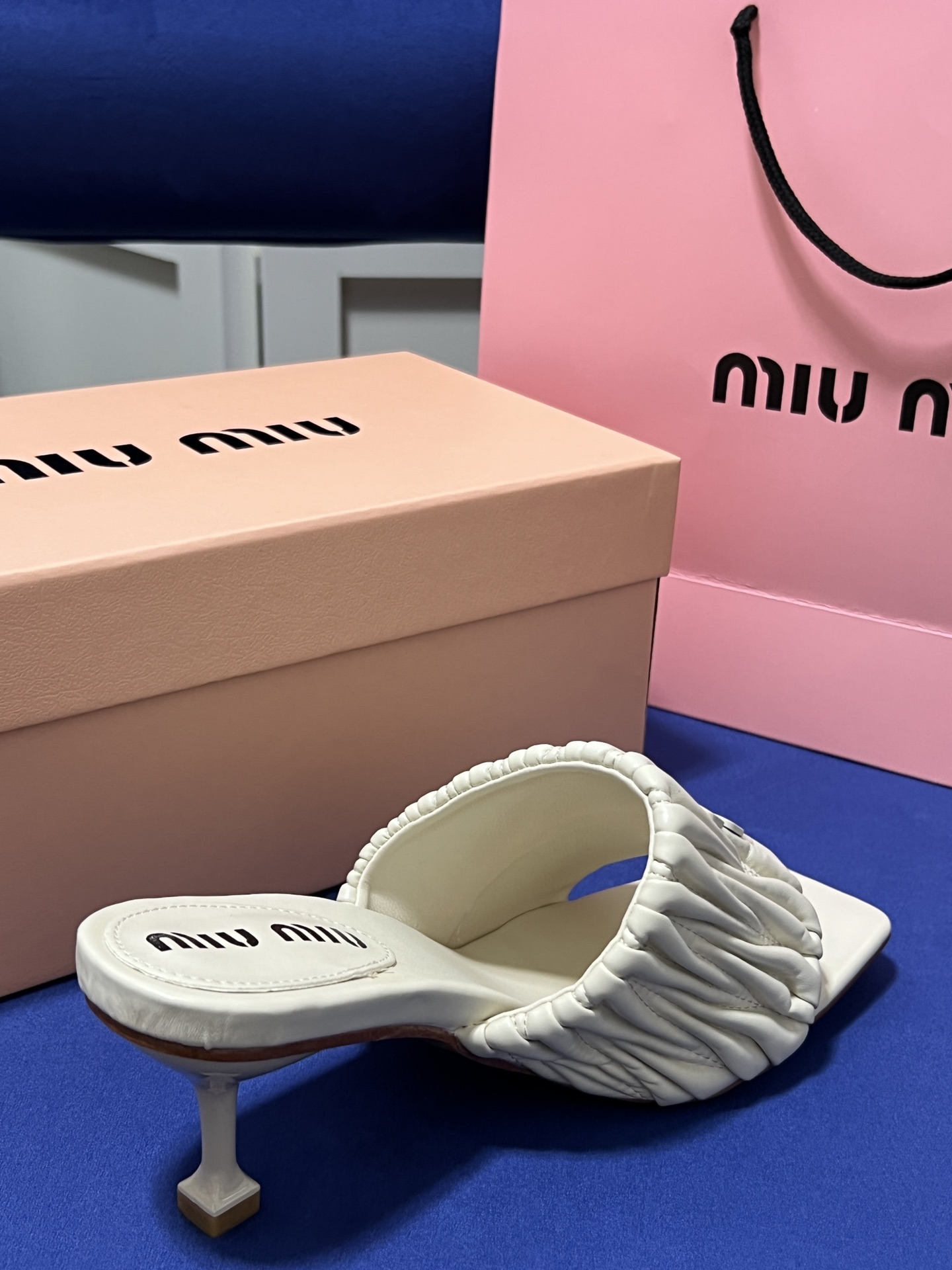 Square-toe high-heeled slippers 5cm/35-40