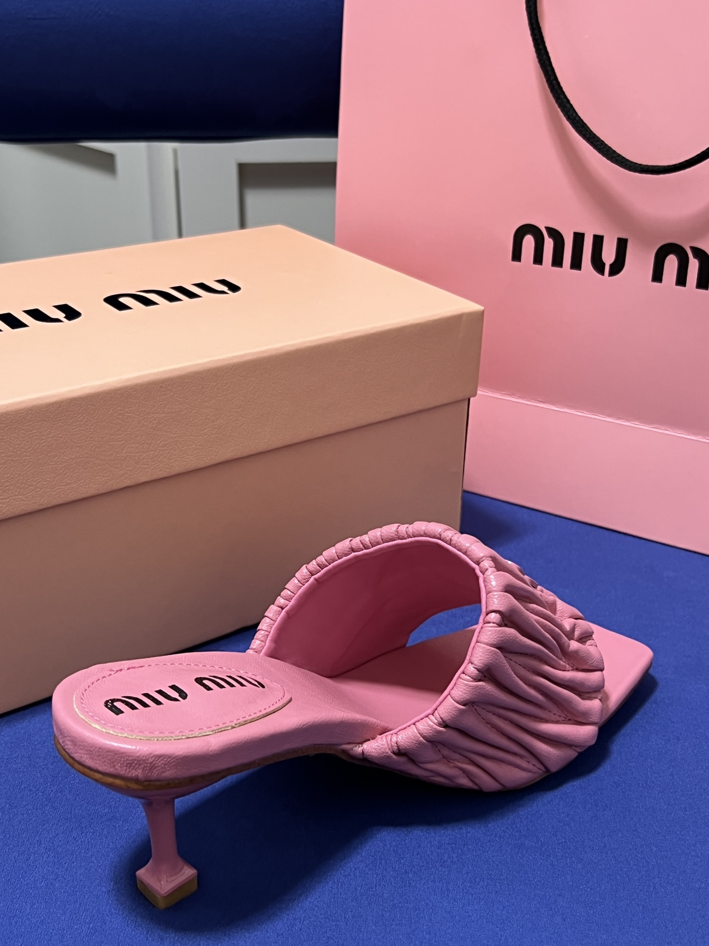 Square-toe high-heeled slippers 5cm/35-40