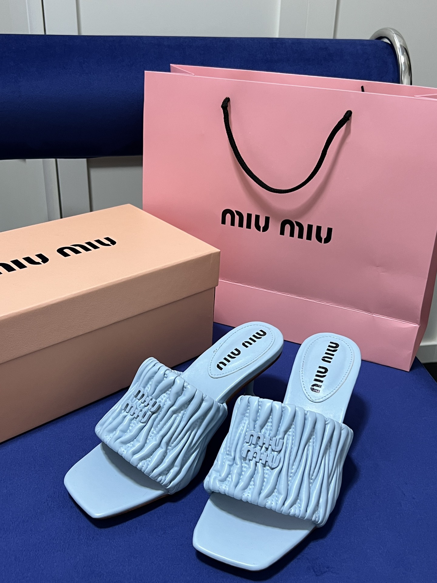 Square-toe high-heeled slippers 5cm/35-40