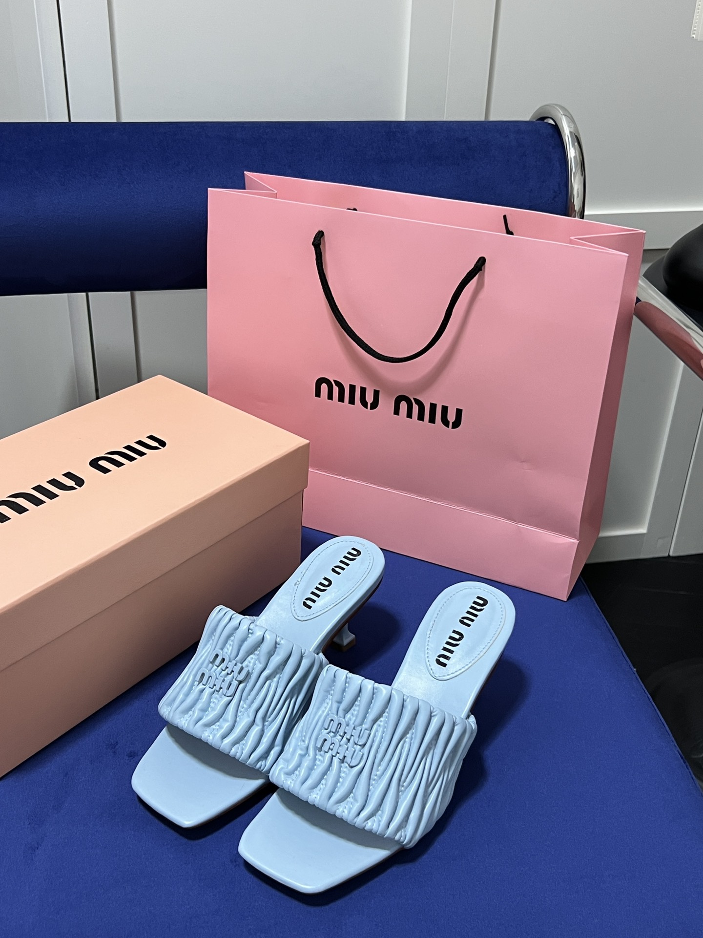 Square-toe high-heeled slippers 5cm/35-40